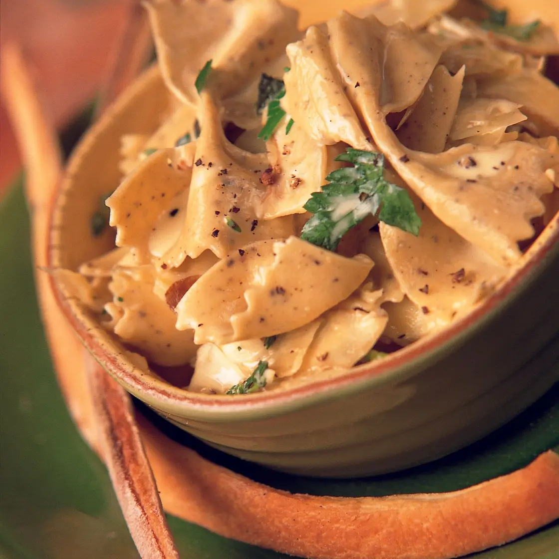 Farfalle with artichokes, Parmesan, garlic & cream