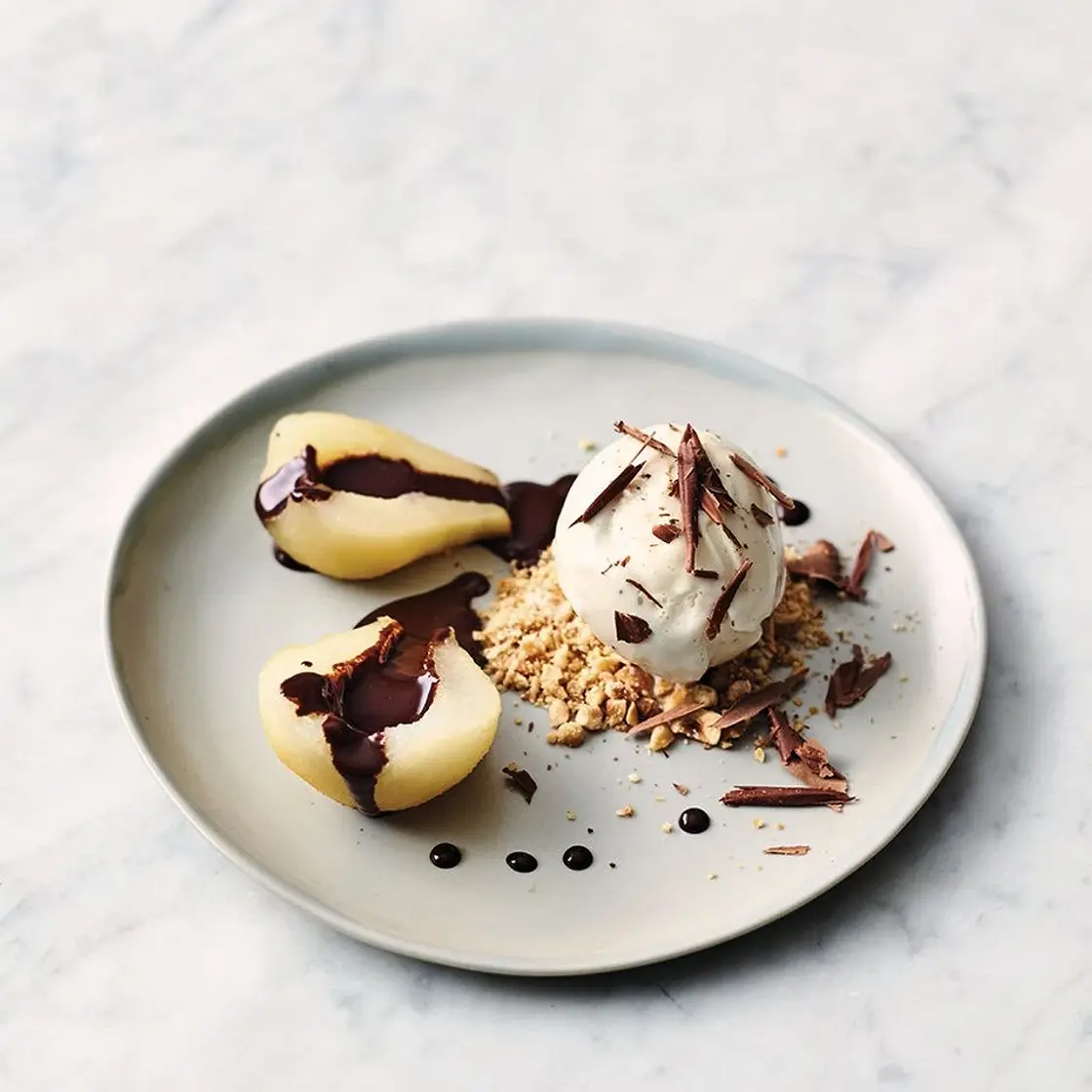 Boozy pears & chocolate