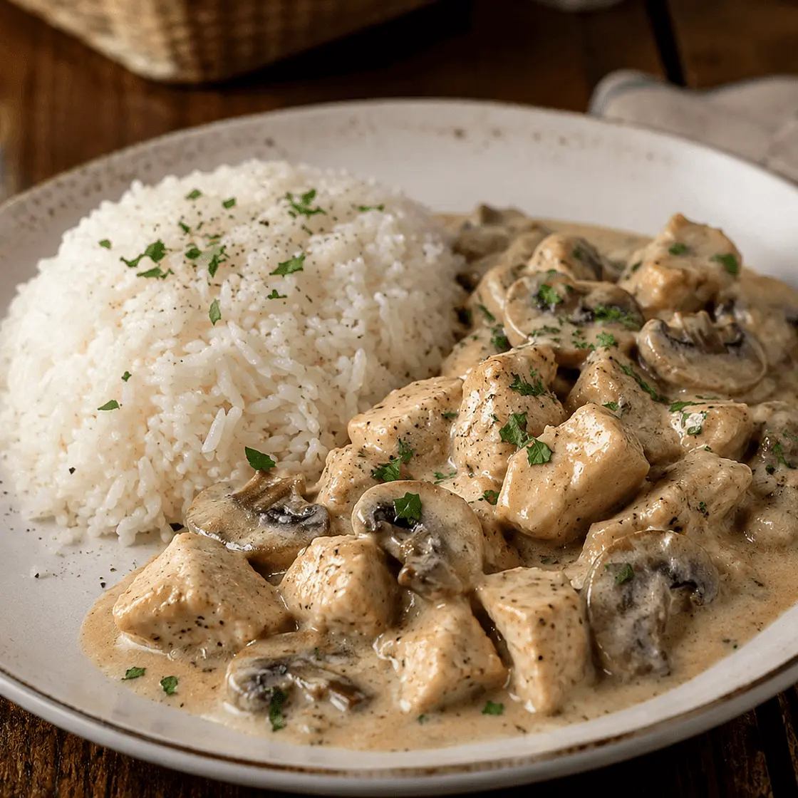 Creamy Mushroom Chicken with Rice