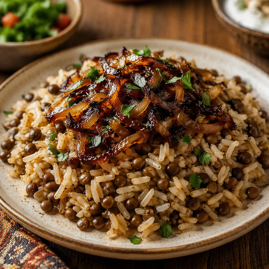 Mujadara (Lentils and Rice with Onions)