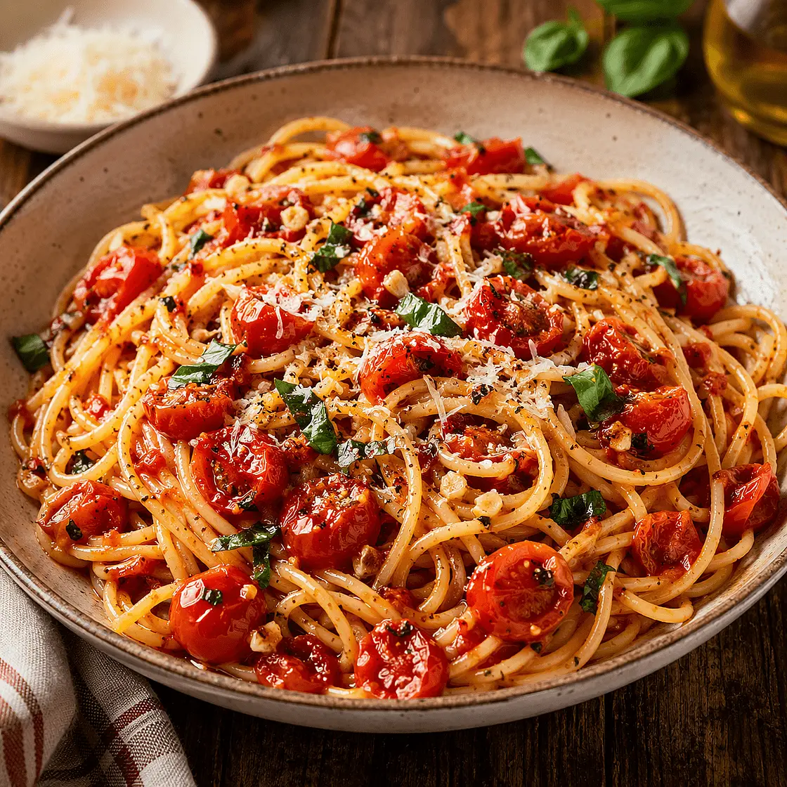 Roasted Cherry Tomato Sauce with Spaghetti
