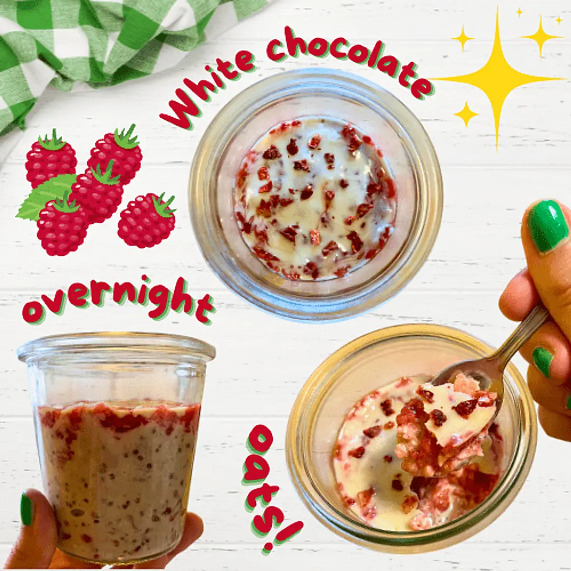 White chocolate raspberry overnight oats