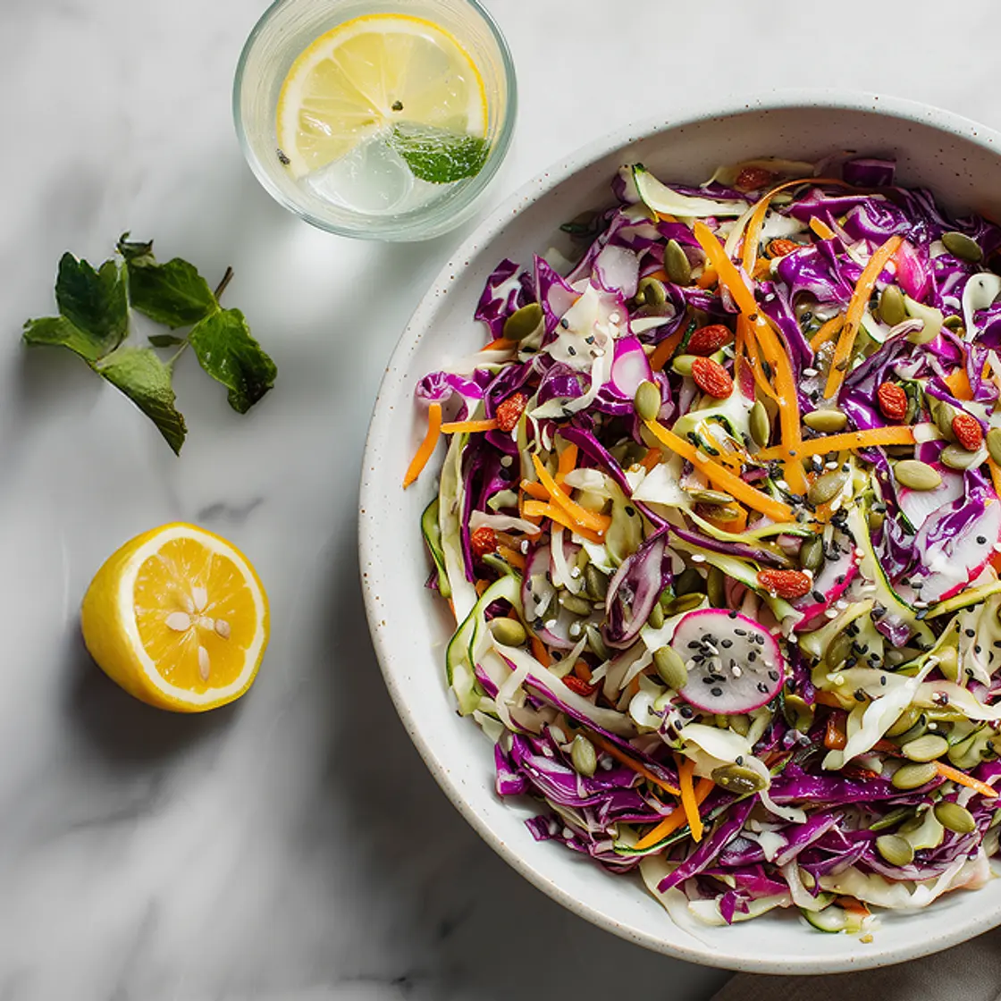 Cabbage Slaw with Savory Seed Mix