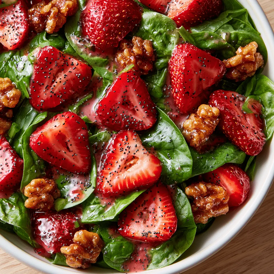 Strawberry Spinach Salad with Candied Walnuts