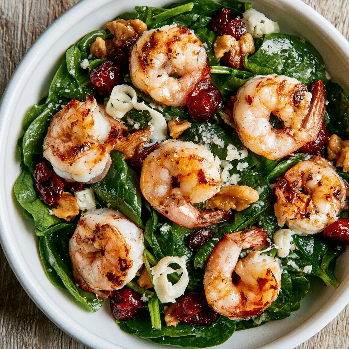 Rustic Spinach and Shrimp Salad with Walnuts & Pecorino