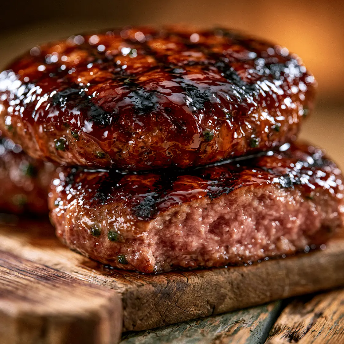 Barbecued Meat Patties with Tangy Brown Sugar Glaze