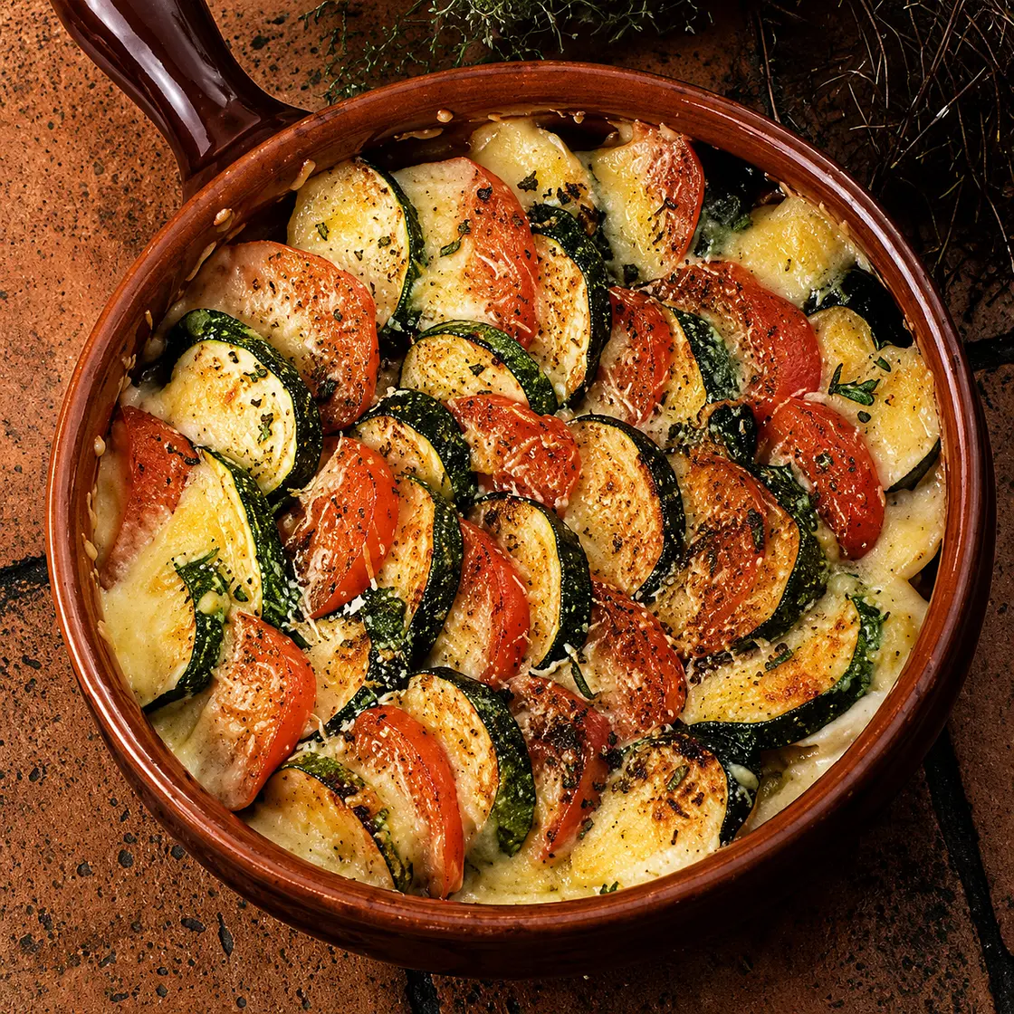 Courgettes and Tomatoes au Gratin