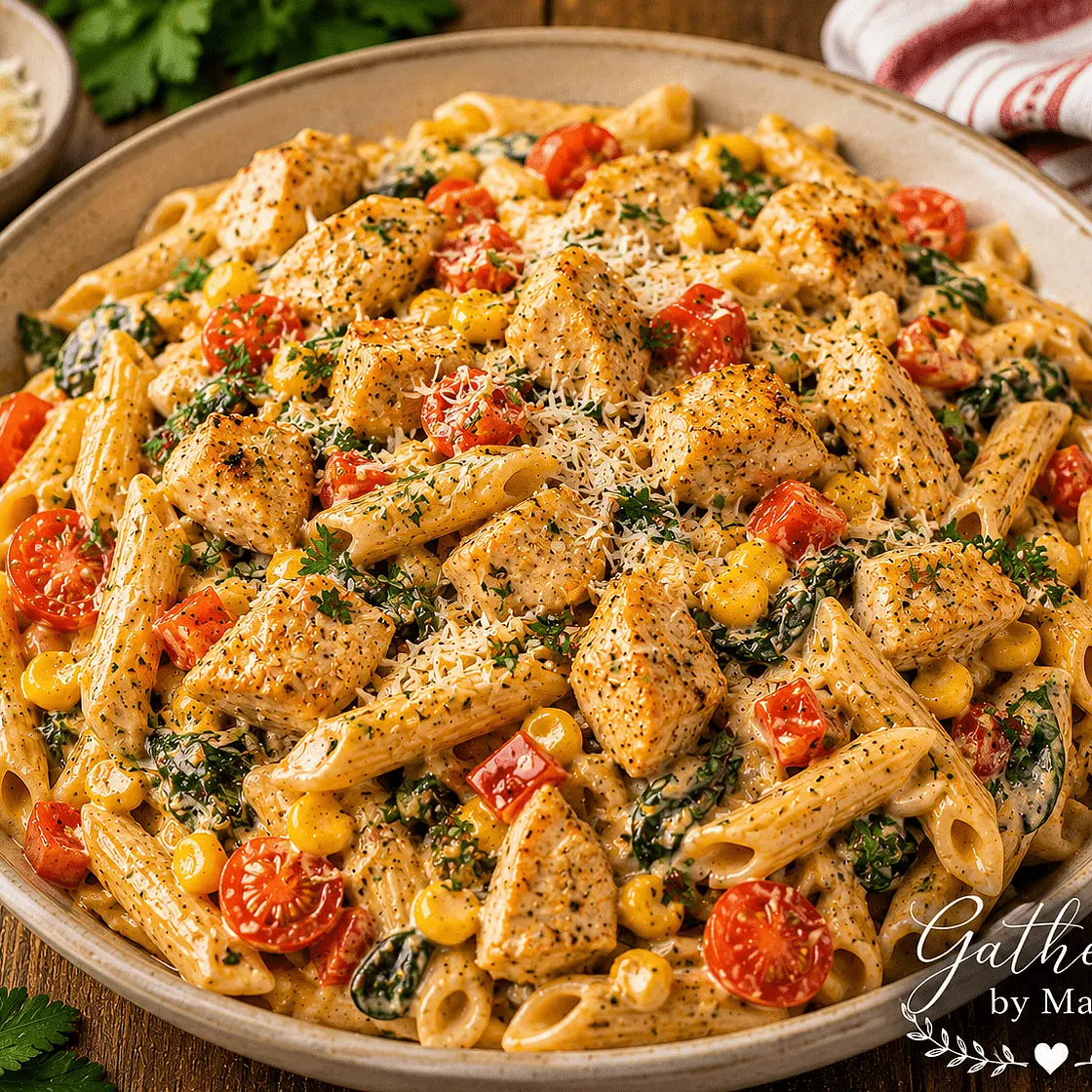 Creamy Cajun Corn & Chicken Pasta