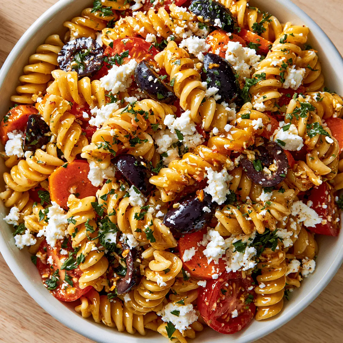 Greek Pasta Salad with Homemade Avocado Oil Dressing