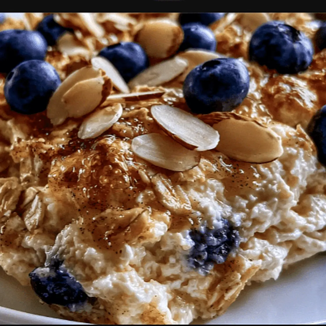Blueberry Almond Cottage Cheese Breakfast Bake