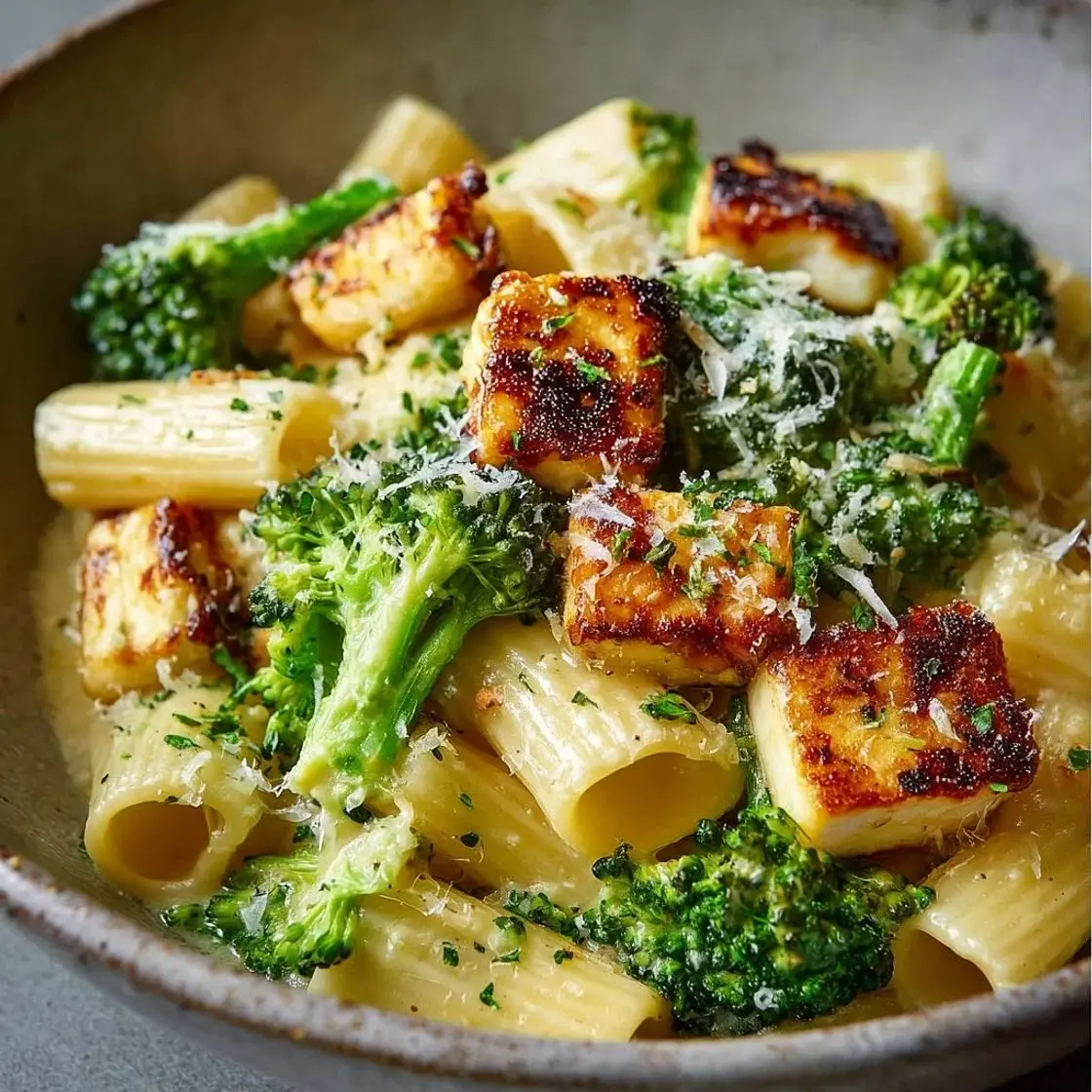 Creamy Halloumi Pasta with Garlic and Broccoli