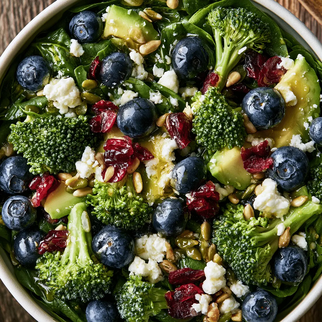 Blueberry Broccoli Spinach Salad