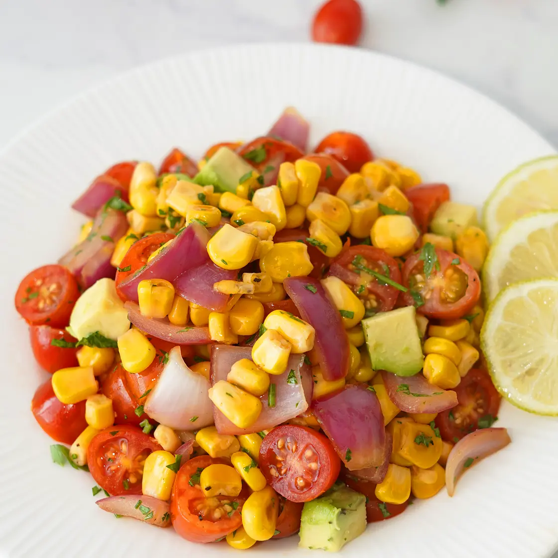 Grilled Corn Salad with Avocado and Tomatoes