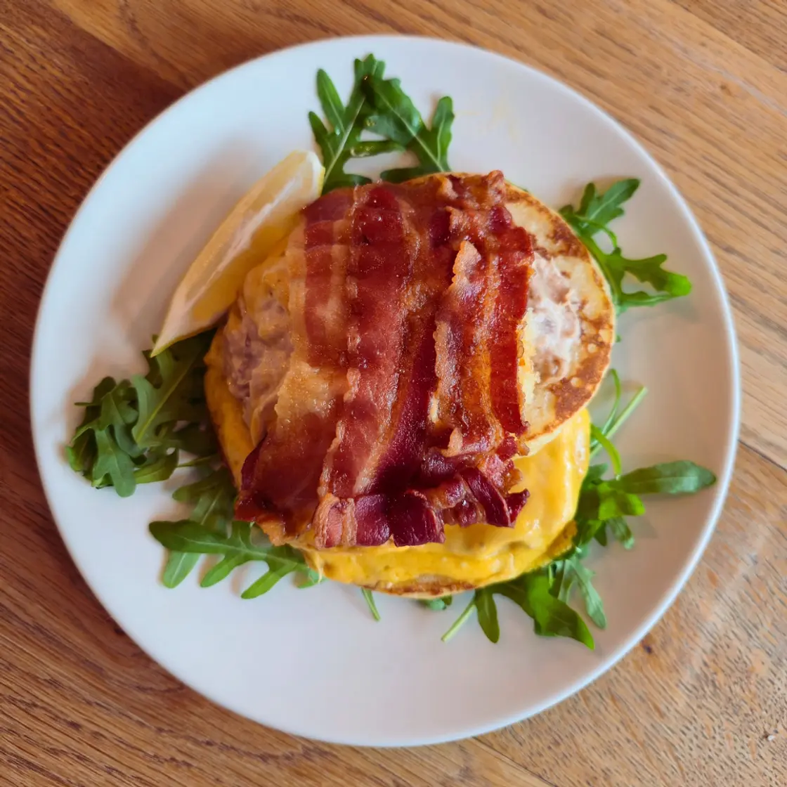 Bacon Brie Breakfast Stack Using Promise Gluten Free English Muffins