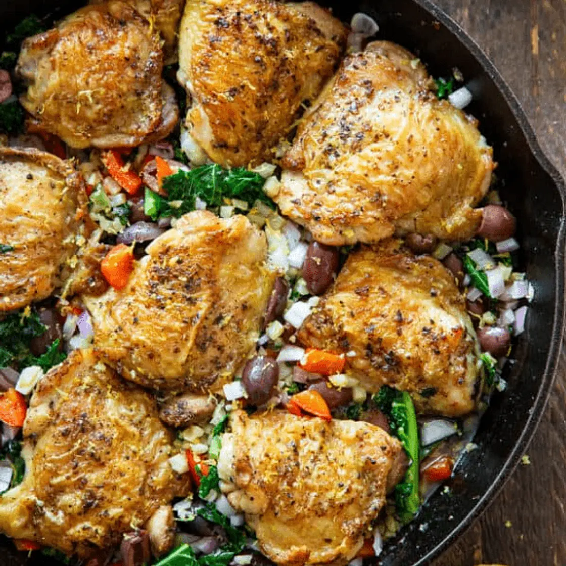 One skillet Greek Chicken