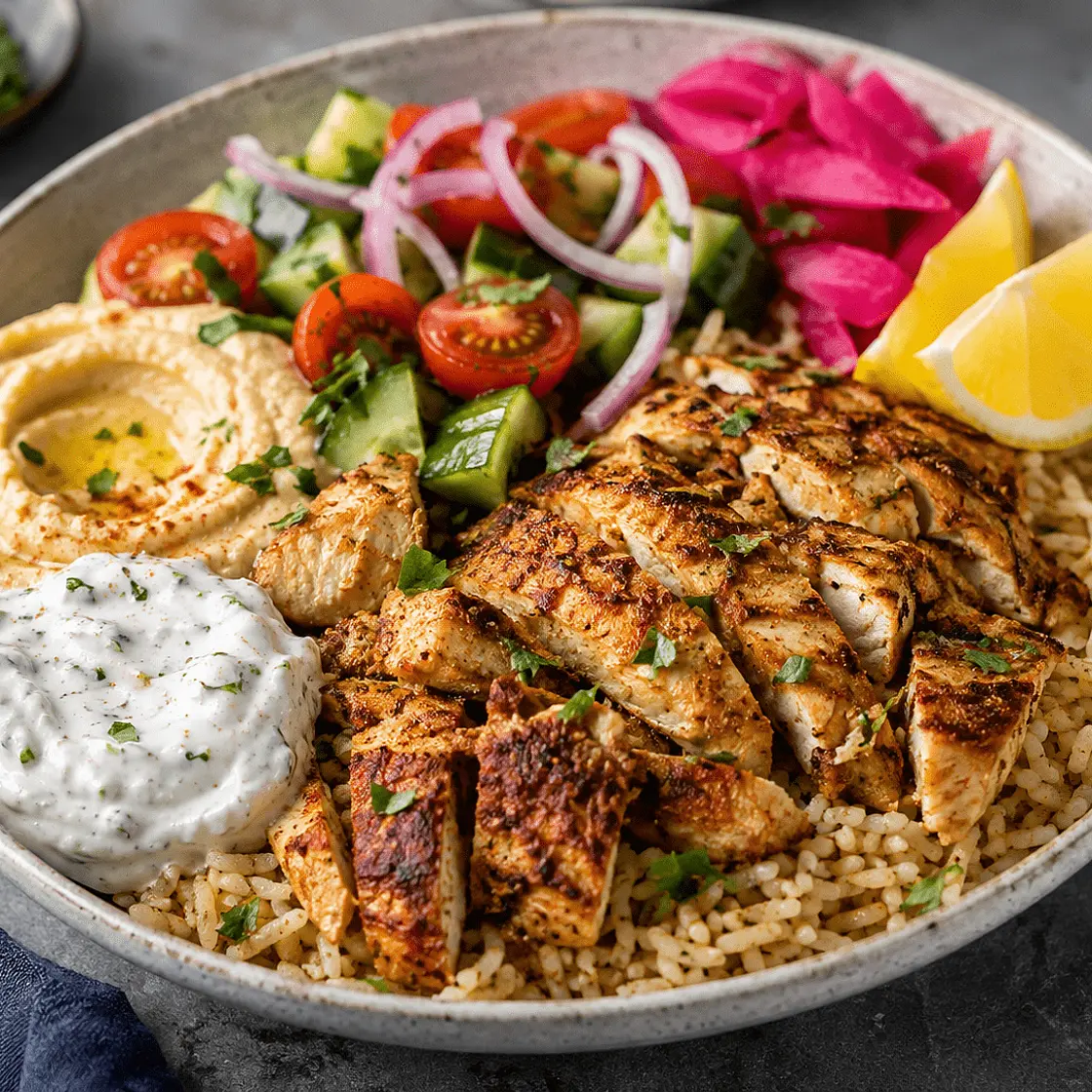 Chicken shawarma rice bowls