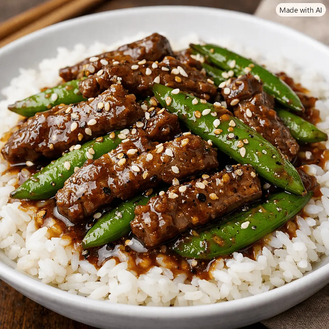 Mild Black Pepper & Sesame Beef & Snap Peas