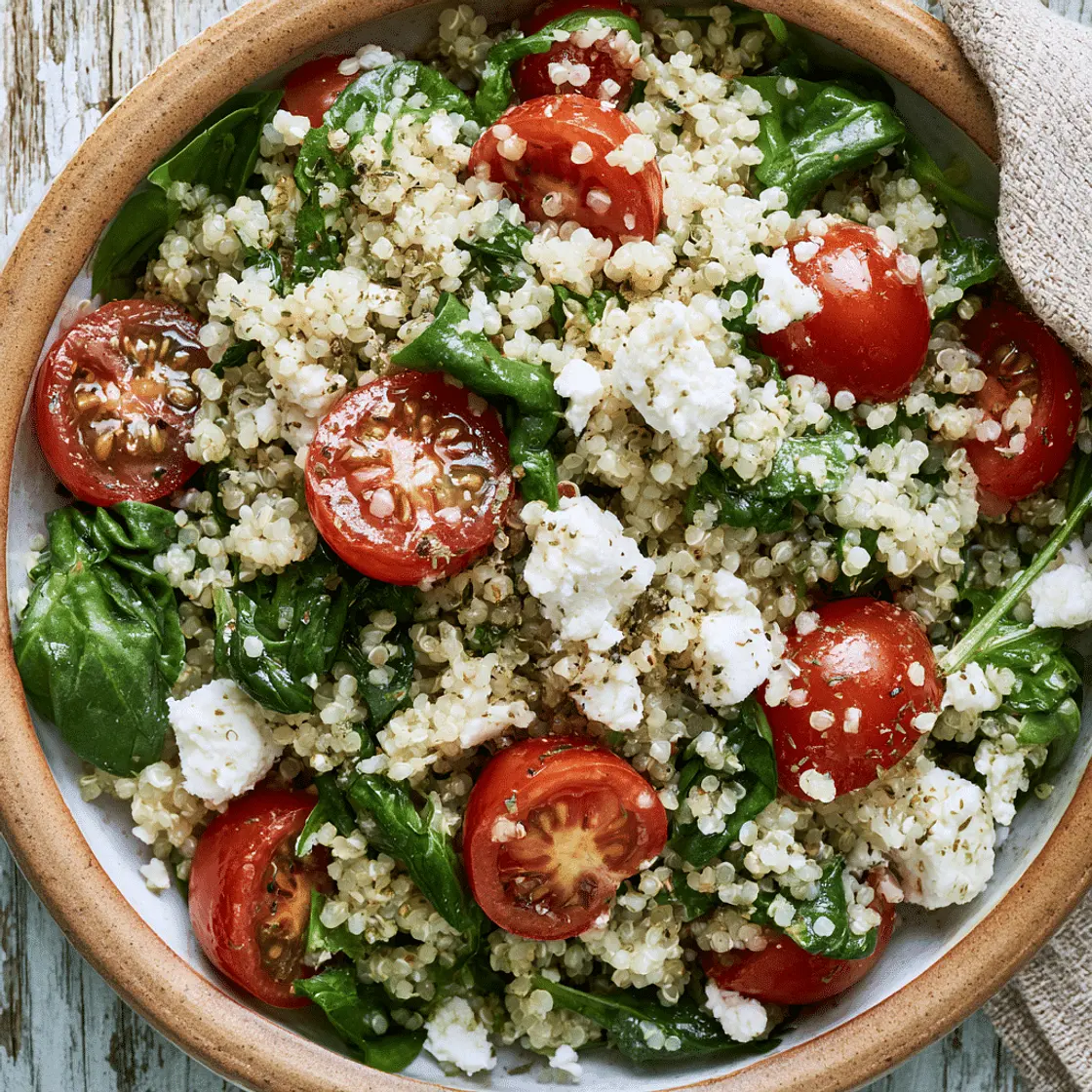 Spinach Tomato Goat Cheese Quinoa Salad