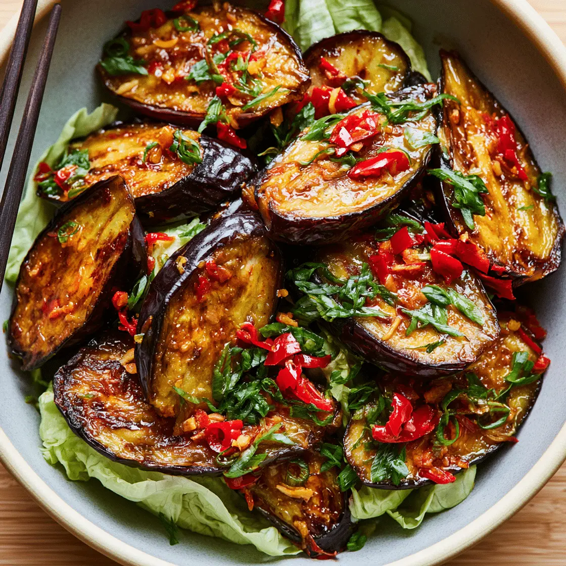Spicy Japanese Eggplant Salad with Soy-Mirin Dressing