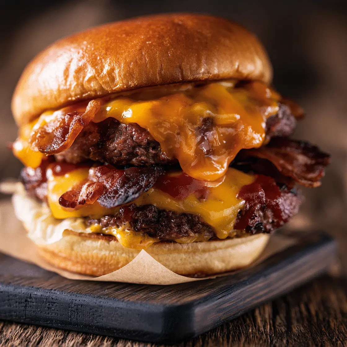 Bacon Double Cheeseburger Recipe (Pan-Fried, 25 Min)