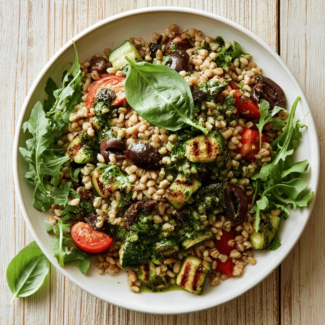 Summer Vegetable Barley Salad with Basil Vinaigrette