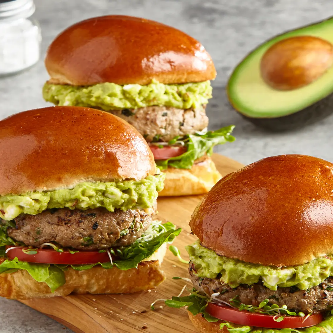 Burgers with Avocado Topping