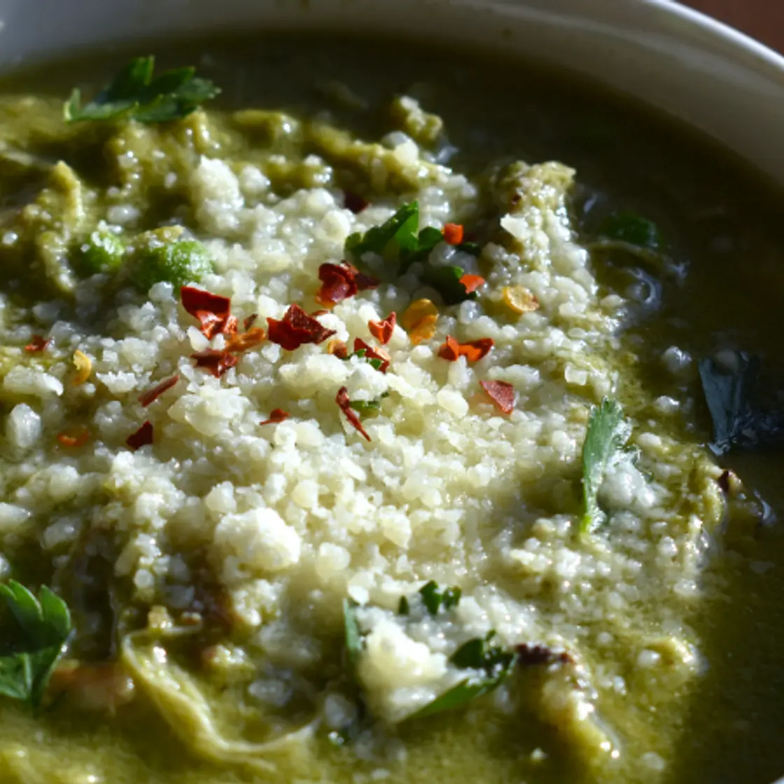 Spring Greens Chicken Soup