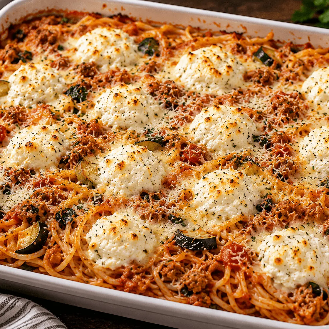 Chicken, Zucchini, & Ricotta Pasta Bake