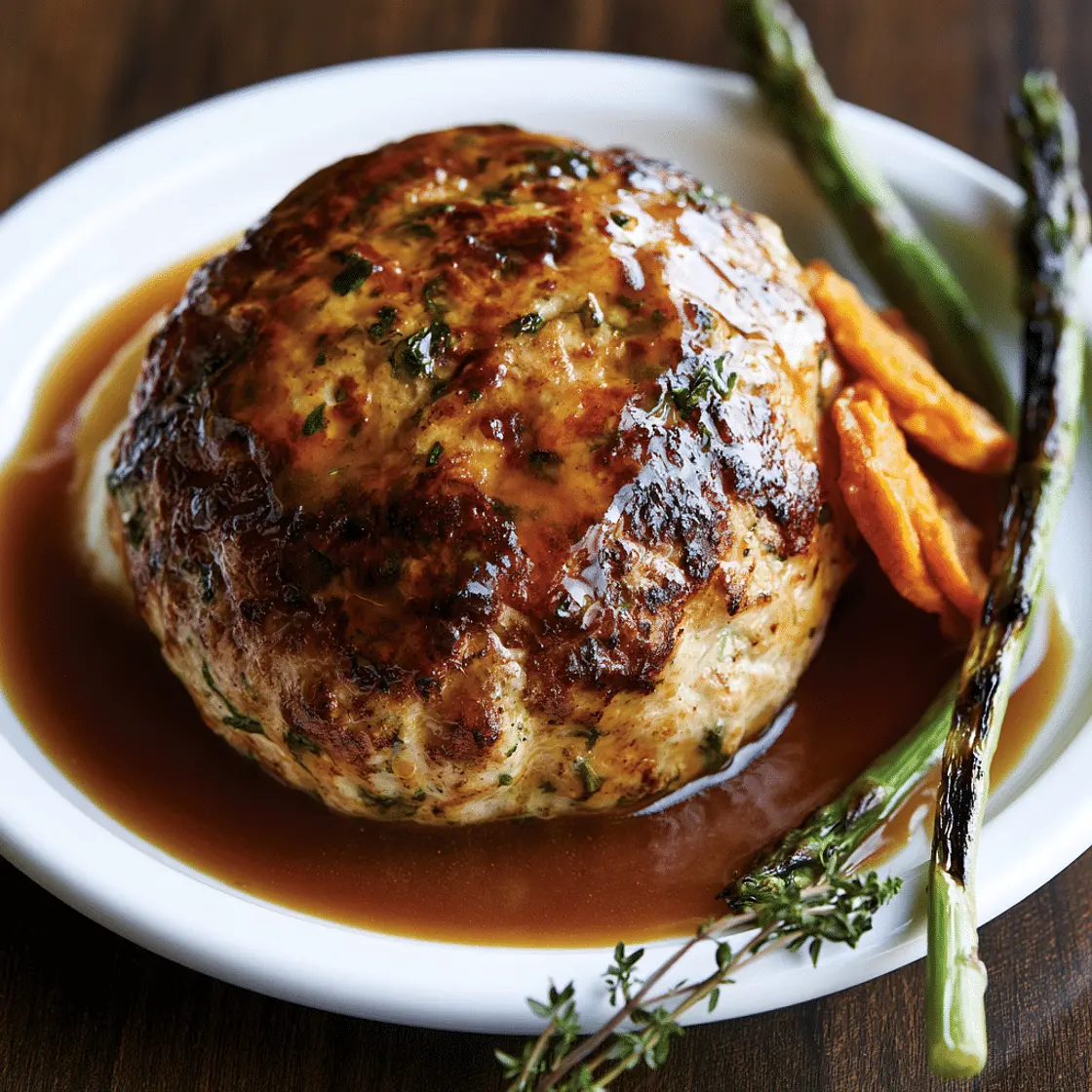 Sunday Roast Turkey Burger with Gravy & Sweet Potato Chips