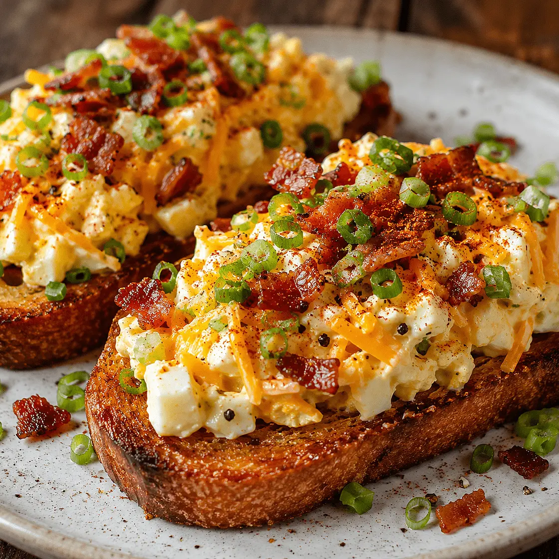 Crispy Fried Sourdough with Bacon, Egg & Cheddar Salad