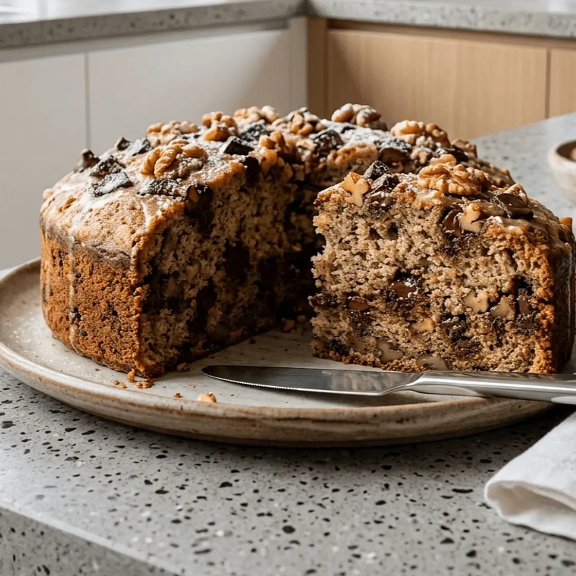 Banana Cake with dark chocolate and walnuts