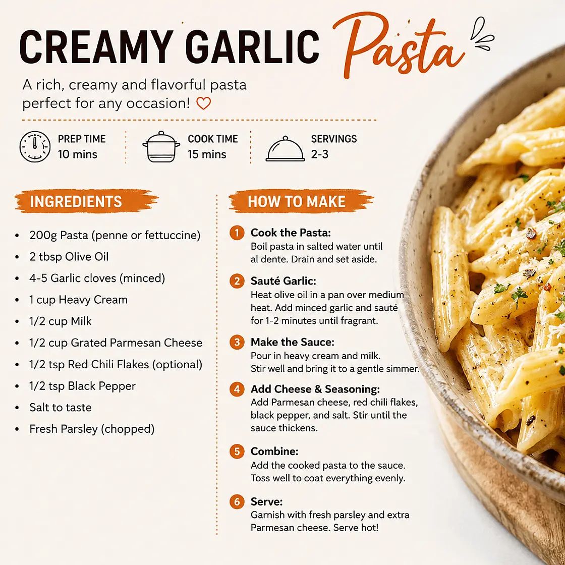 Creamy Garlic Pasta Recipe