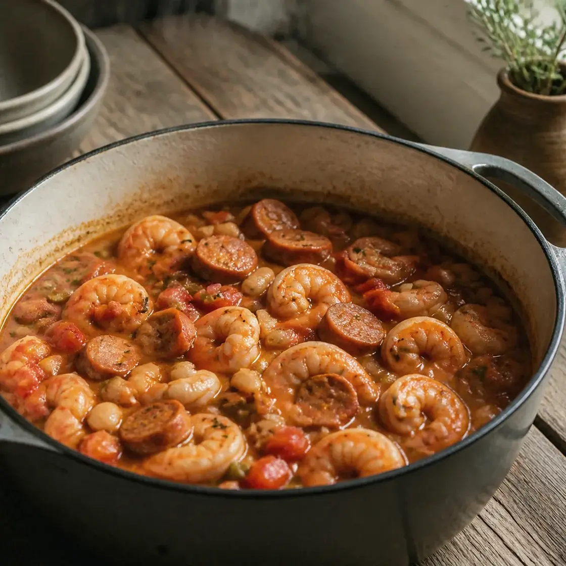 White Bean Stew with Shrimp and Chicken Sausage