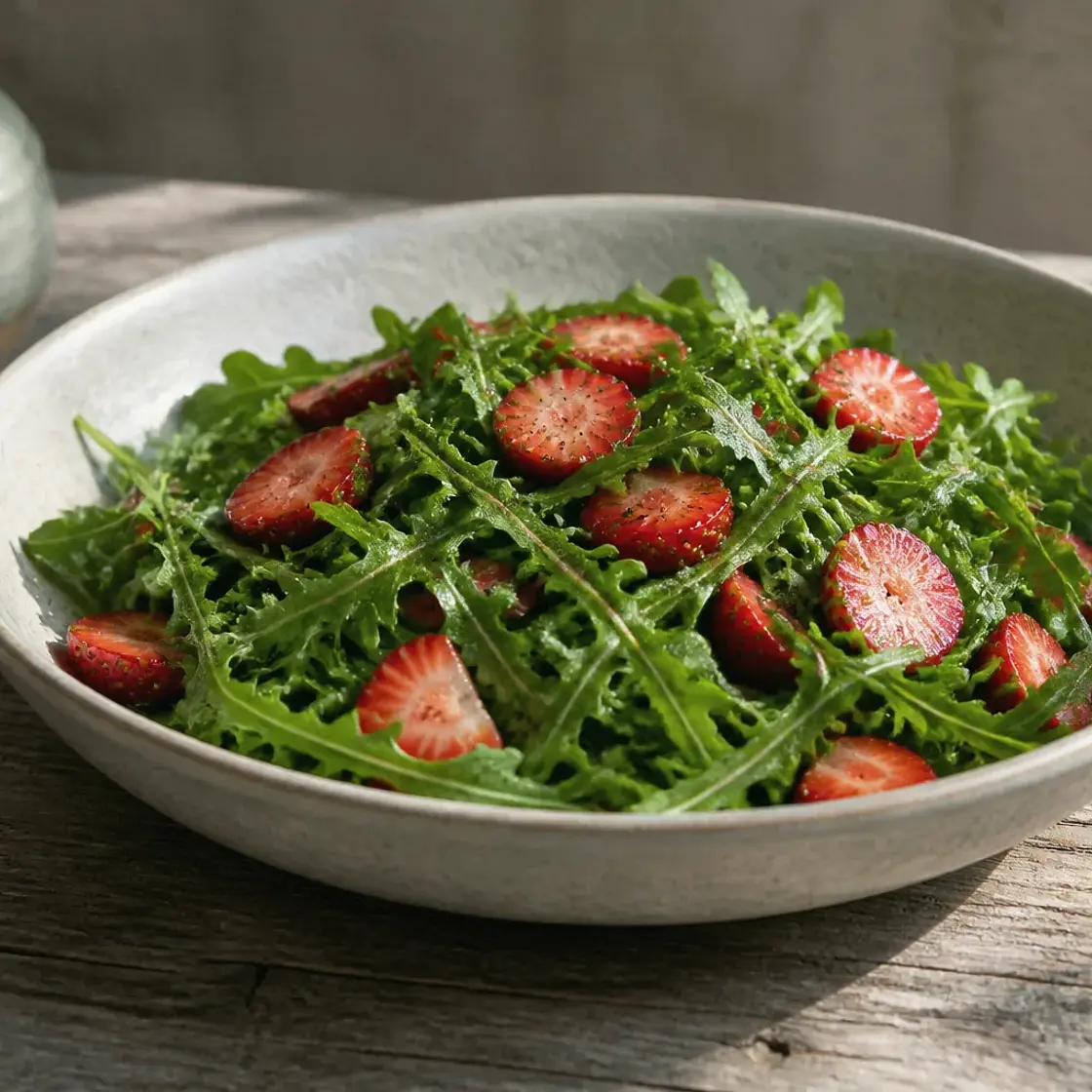 Arugula and Strawberry Salad with Cayenne Lemon Vinaigrette