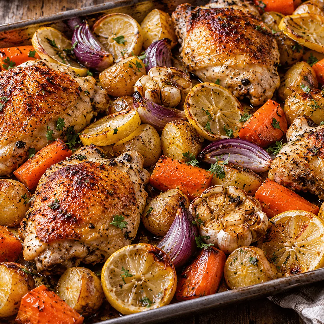Sheet Pan Lemon Garlic Chicken and Potatoes