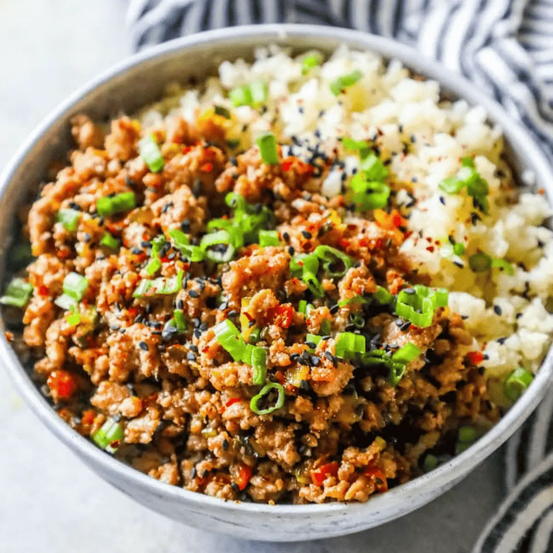 Keto Teriyaki Turkey Rice Bowl