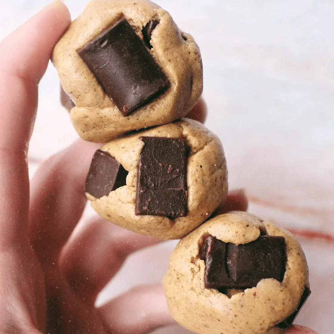 EASY Healthy Cookie Dough Balls ~ just 4 ingredients, gluten-free, low sugar!