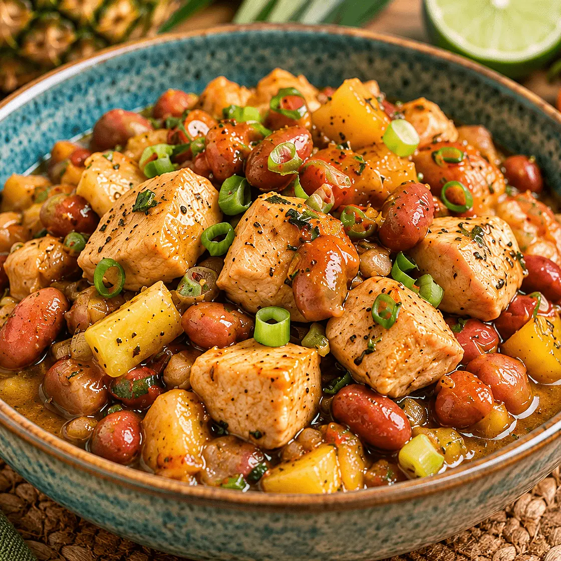 SPICY PINEAPPLE-LIME CARIBBEAN CHICKEN & PINK BEANS