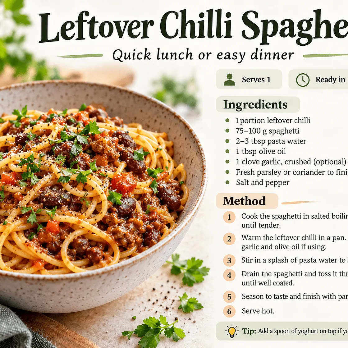 Lolo's Leftover Chilli Spaghetti
