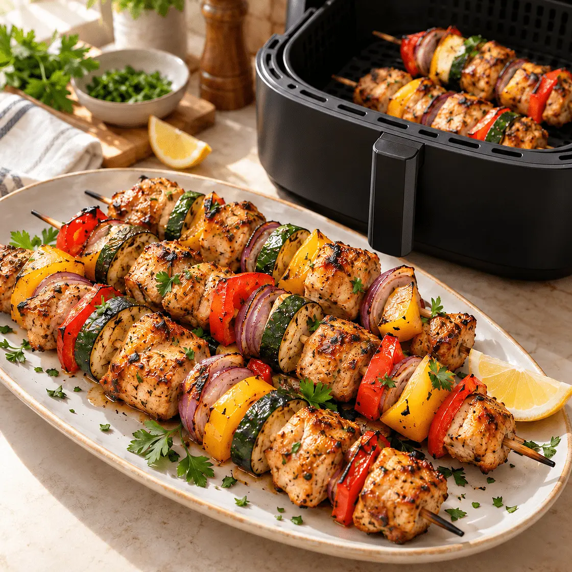 exican Citrus‑Garlic Adobo Chicken Thigh Kabobs (Air Fryer)