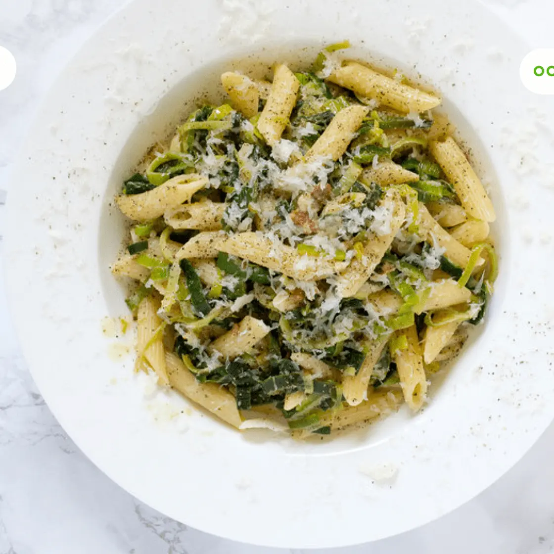 Creamy Leek & Bacon Pasta with Goat Cheese