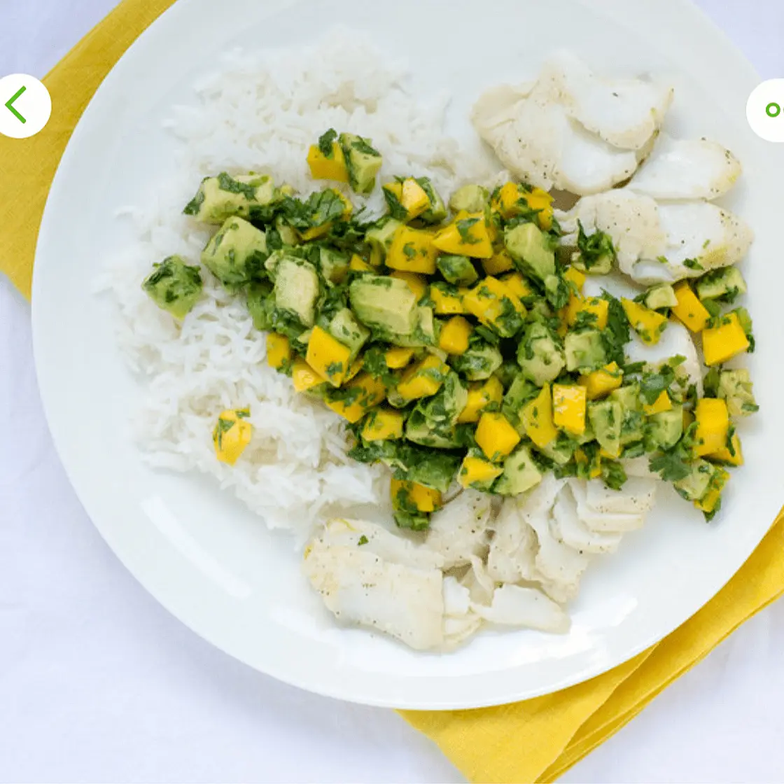 Grilled Halibut with Mango-Avocado Salsa & Basmati Rice
