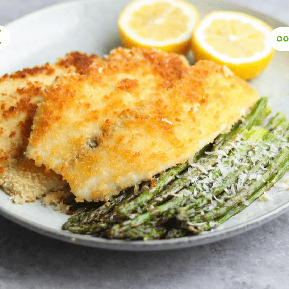 Panko Crusted Tilapia with Lemon Parmesan Asparagus