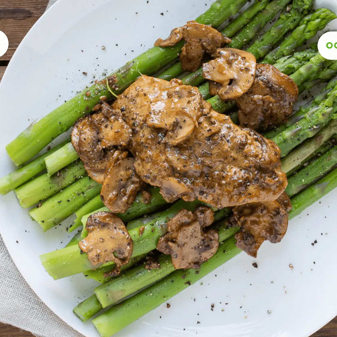 Skillet Dijon Chicken & Mushrooms with Asparagus