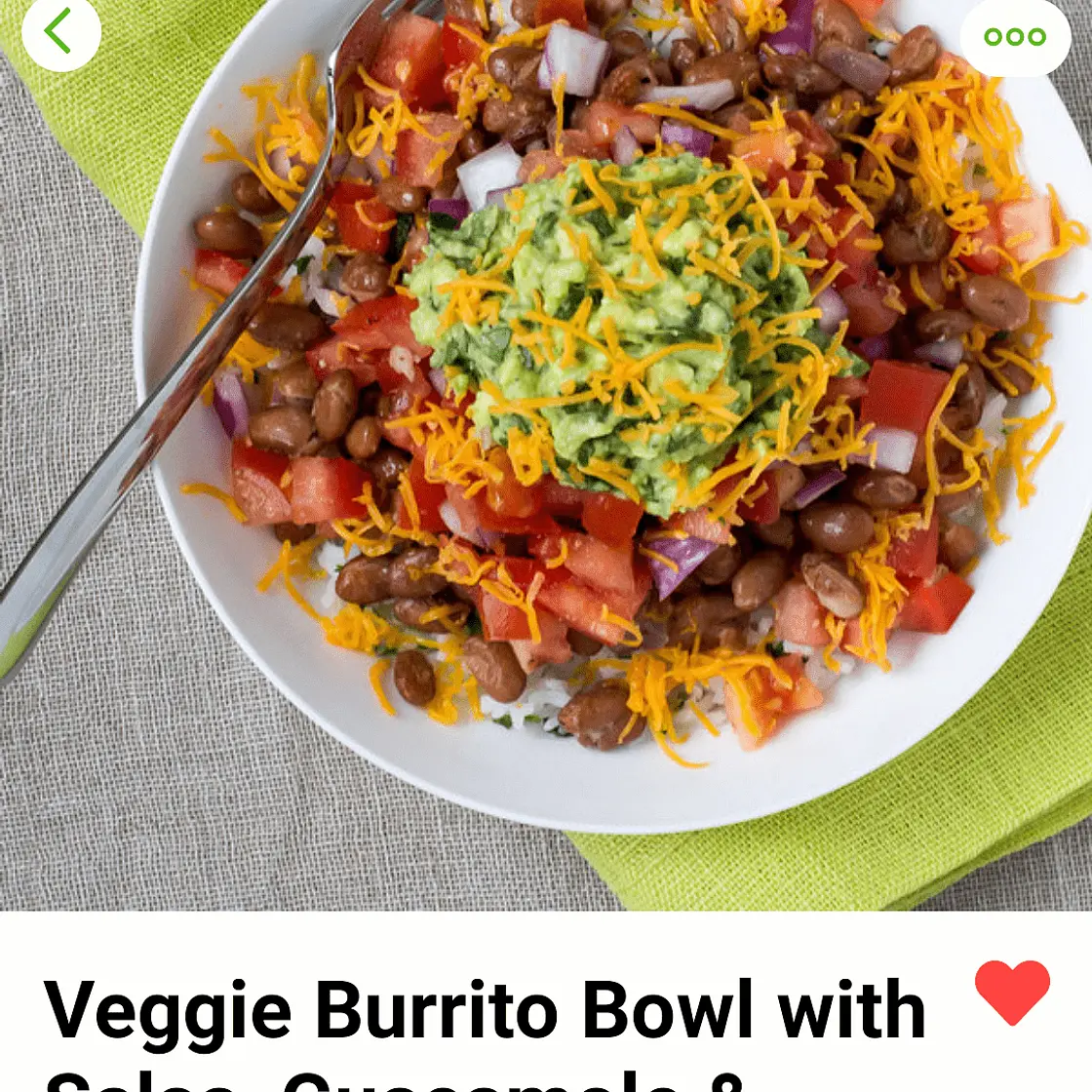 Veggie Burrito Bowl with Salsa, Guacamole & Cheddar