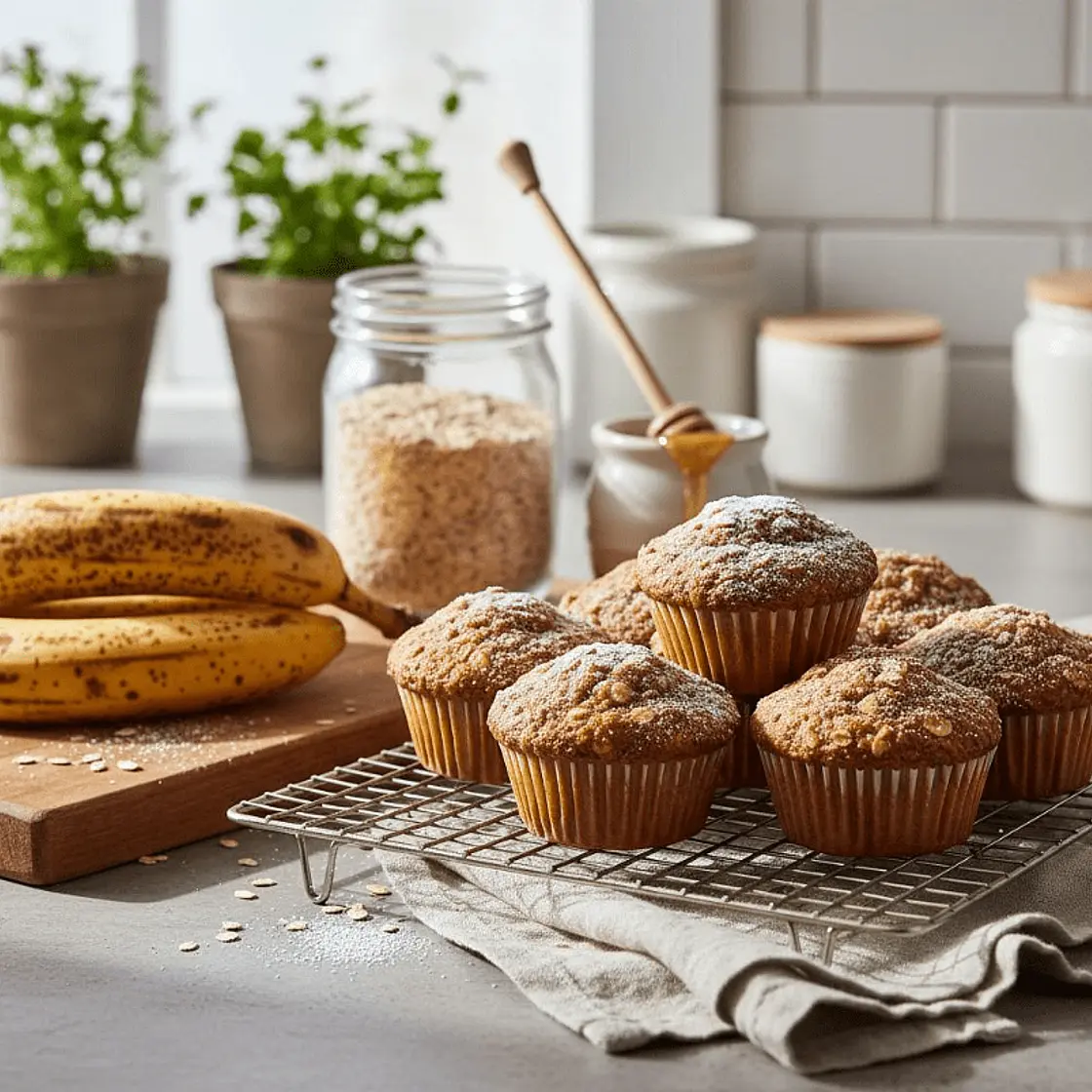 Banana and peanut-butter breakfast muffins