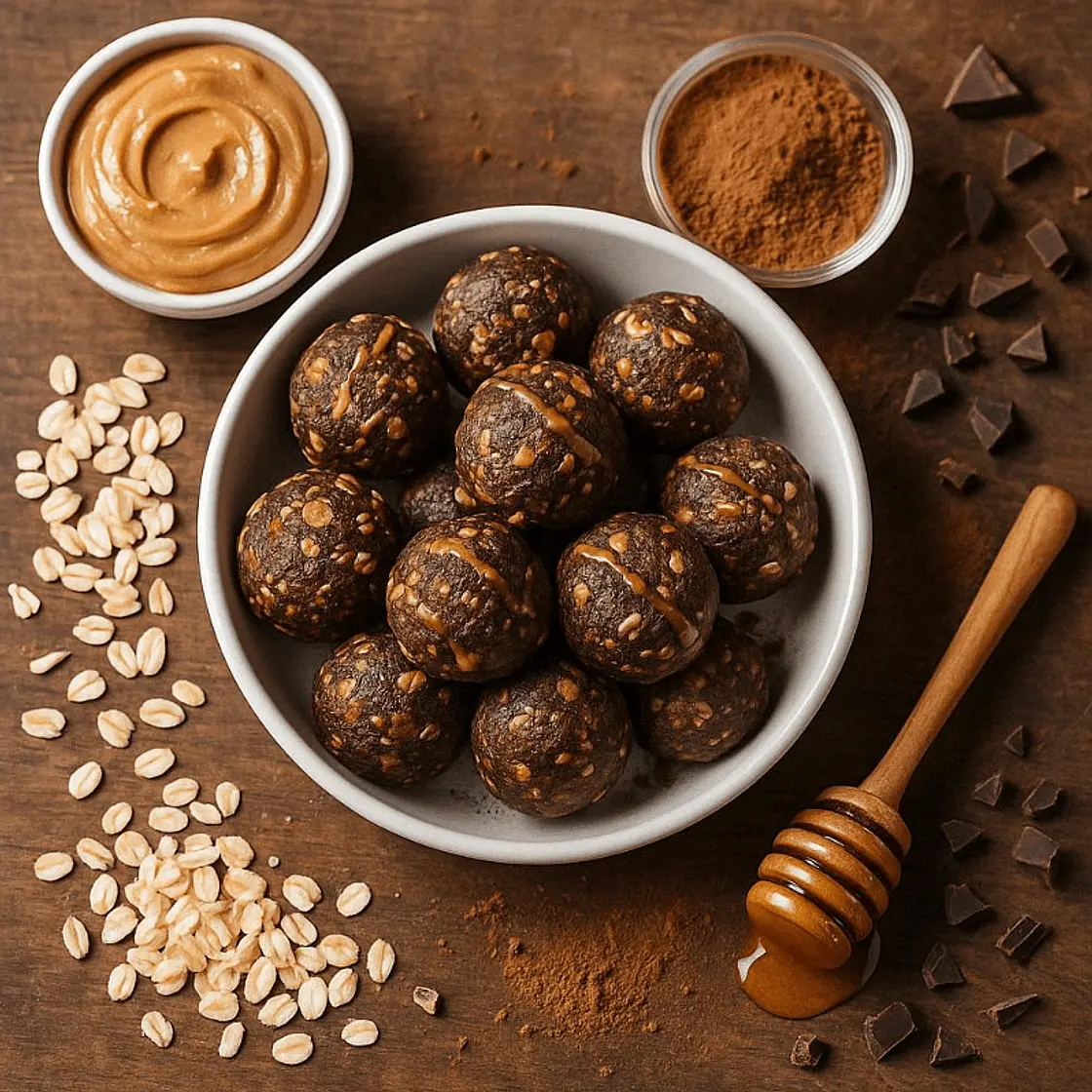Chocolate peanut-butter oat balls