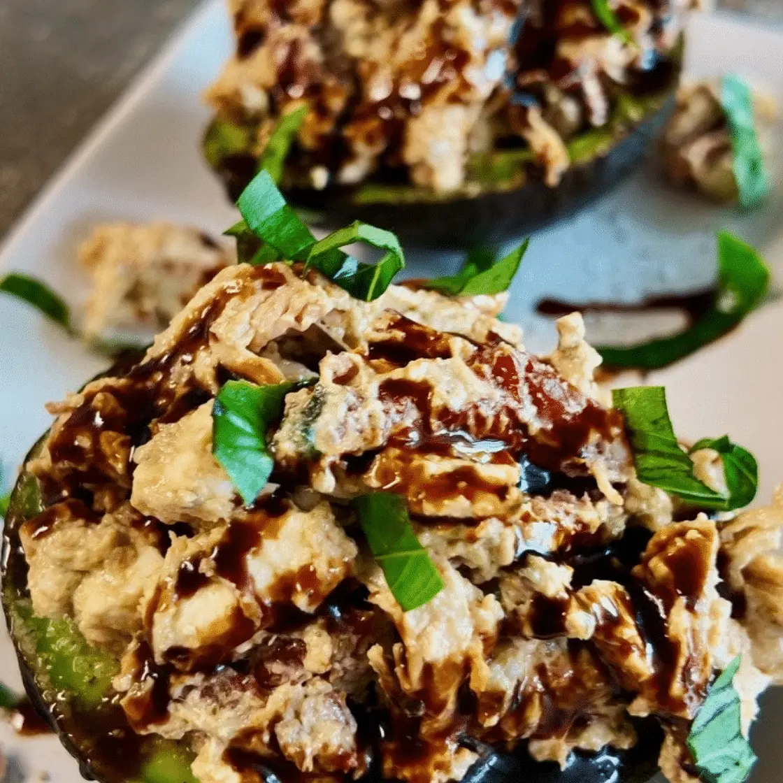 Chicken Caprese Stuffed Avocados