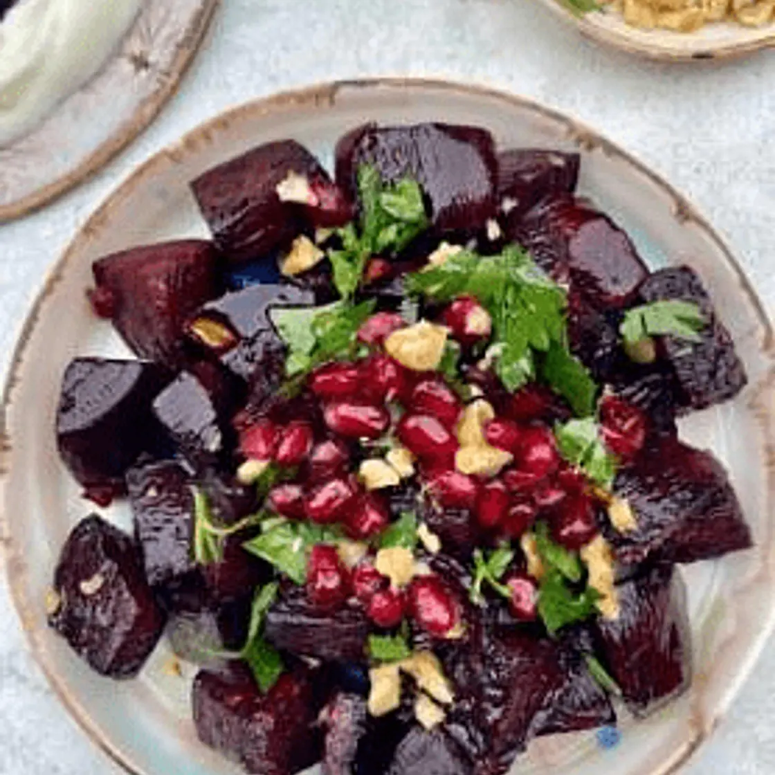 Baked Beetroot with Walnuts & Pomegranate Molasses