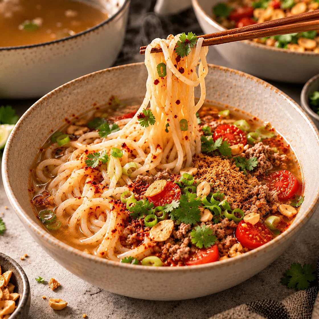 Kuay Teow Tom Yum Moo Saap (Tom Yum-Style Pork Noodle Soup)